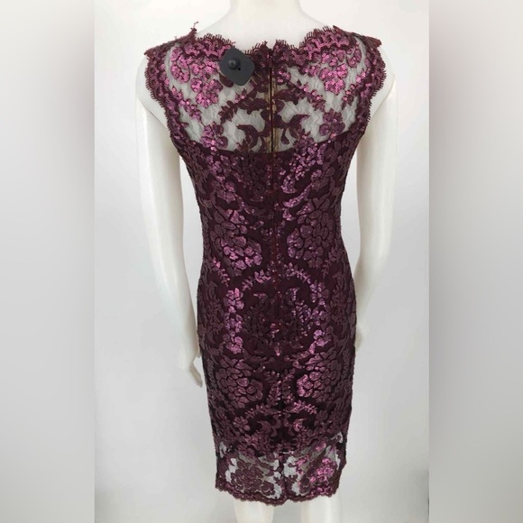 Tadashi Shoji Burgundy Sequined Sleeveless Dress Size 10P Cocktail Forma… - Picture 3 of 10